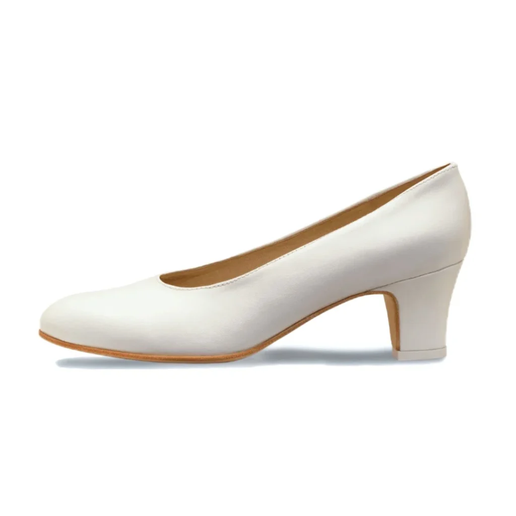 Zapato de Cuero Blanco Taco 5cm