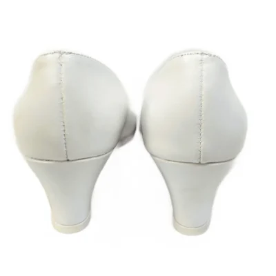 Zapato de Cuero Blanco Taco 5cm